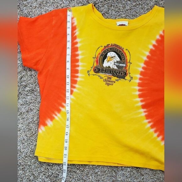 Harley Davidson, Y2K, Orange & Yellow Tie Dye Sturgis T-Shirt - Picture 4 of 6